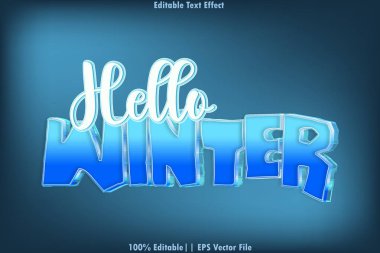 Merhaba Kış Düzenlenebilir Metin Efekti 3B Kabartma Biçimi