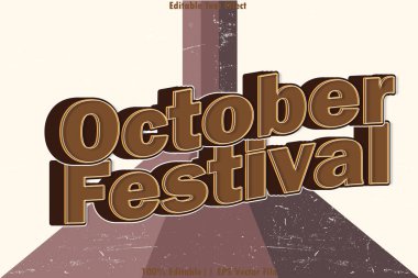 Ekim Festivali Düzenlenebilir Metin Efekti 3B Kabartma Biçimi