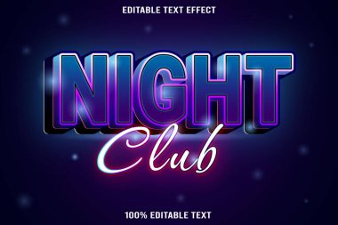 Night Club düzenlenebilir metin efekti 3D kabartma neon biçimi