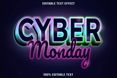 Siber Pazartesi düzenlenebilir metin efekti 3d kabartma neon biçimi