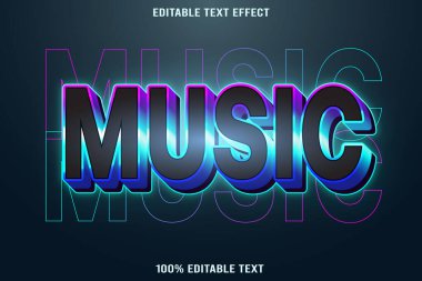 Müzik düzenlenebilir metin efekti 3d kabartma biçimi