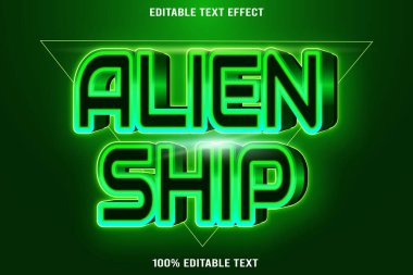 Uzaylı Gemisi düzenlenebilir metin efekti 3d kabartma neon biçimi
