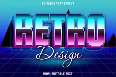 Retro Tasarım düzenlenebilir metin efekti 3d kabartma neon biçimi