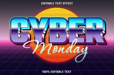 Siber Pazartesi düzenlenebilir metin efekti 3D kabartma 80 'in biçimi