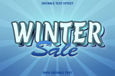 Kış indirimi metin efekti 3d modern kabartma