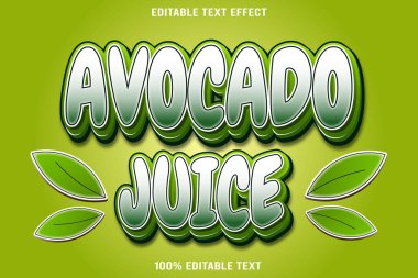 Avokado Meyve Suyu düzenlenebilir metin efekti 3D kabartma biçimi