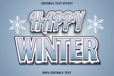 Mutlu Kış Düzenlenebilir Metin Efekti 3d zarif kabartma biçimi