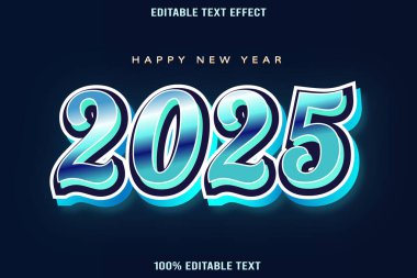 Mutlu yıllar 2025 Düzenlenebilir metin efekti 3d kabartma neon biçimi