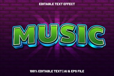 Müzik düzenlenebilir metin efekti modern 3d biçimi