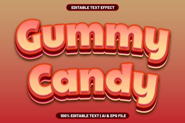 Gummy Candy düzenlenebilir metin efekti embus biçimi
