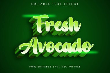Taze Avokado Düzenlenebilir Metin Efekti Çizgi Film Biçimi