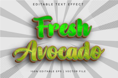 Taze Avokado Düzenlenebilir Metin Efekti Çizgi Film Biçimi