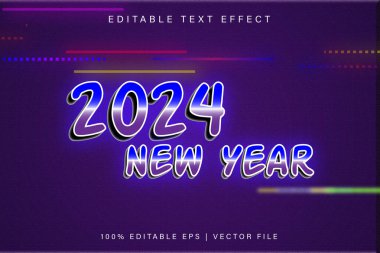 Yeni Yıl 2024 Düzenlenebilir Metin Efekti Modern Biçim