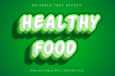 Sağlıklı Yemek Düzenlenebilir Metin Efekti Çizgi Film Biçimi