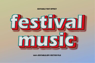 Festival Müzik Düzenlenebilir Metin Efekti 3B Kabartma Gradyan Biçimi