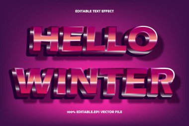 Merhaba Kış Düzenlenebilir Metin Efekti 3B Kabartma Gradyan Biçimi