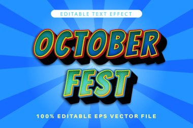 Ekim Festivali Düzenlenebilir Metin Efekti 3d Çizgi Film Biçimi. jpg