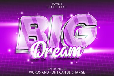 büyük rüya düzenlenebilir metin efekti modern stili kabartma