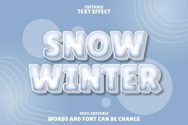 kar kış düzenlenebilir metin efekti modern stili kabartma