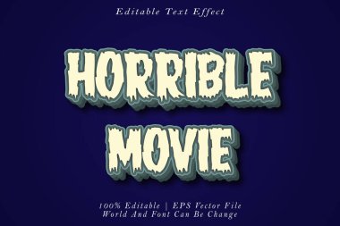 Korkunç Film Düzenlenebilir Metin Efekti 3B Kabartma Çizgi Film Biçimi