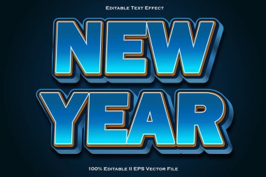 Yeni Yıl Düzenlenebilir Metin Efekti 3B Kabartma Gradyan Biçimi