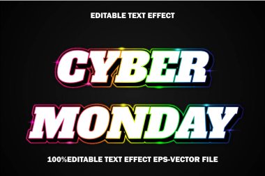 Siber Pazartesi Düzenlenebilir Metin Efekti 3d Kabartma Gradyan Biçimi