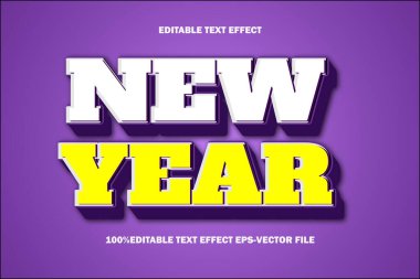 Yeni Yıl Düzenlenebilir Metin Efekti 3B Kabartma Gradyan Biçimi
