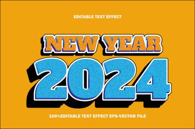 Yeni Yıl 2024 Düzenlenebilir Metin Efekti 3B Kabartma Gradyan Biçimi