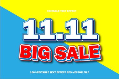 11.11 Büyük İndirimli Metin Düzenleme Efekti 3D Kabartma Gradyan Biçimi