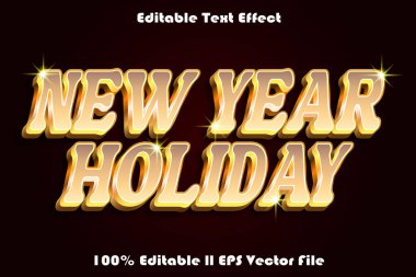Yeni Yıl Tatil Düzenlenebilir Metin Efekti