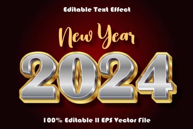 Yeni Yıl 2024 Düzenlenebilir Metin Efekti