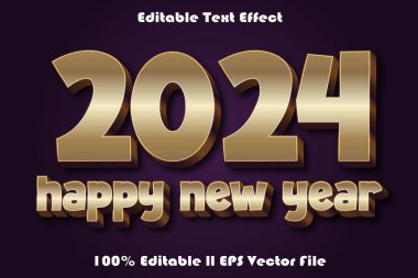 2024 Mutlu Yıllar Düzenlenebilir Metin Efekti