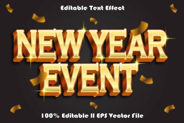 Yeni Yıl Olayları Düzenlenebilir Metin Efekti