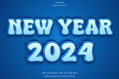 Yeni Yıl Düzenlenebilir Metin Efekti Kabartma Gradyan Biçimi