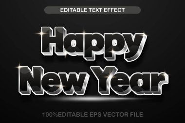 Mutlu Yıllar Düzenlenebilir Metin Efekti 3B Modern Biçim