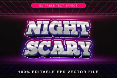 Gece Korkutucu Düzenlenebilir Metin Efekti 3d Modern Neon Stili