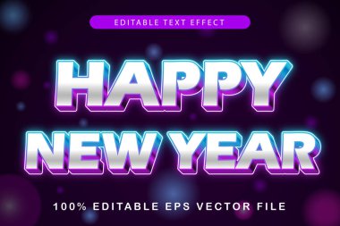 Mutlu Yıllar Düzenlenebilir Metin Efekti Modern Biçim