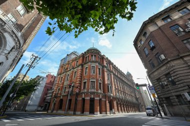 Şangay, Çin - 28 Temmuz 2024: Kentsel Şehir Manzarası Tarihi Mimari.