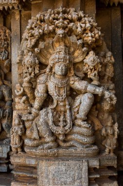 Stone carvings inside Chennakesava Temple, also referred to as Chennakeshava Temple and Keshava Temple, is a Vaishnava Hindu temple on the banks of River Kaveri at Somanathapura, Mysuru, Karnataka clipart