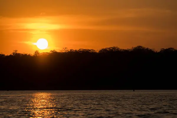 Stock image A beautiful sunset in the Kabini backwaters inside Nagarhole tiger reserve during a wildlfie safari