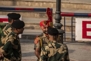 A view of India BSF personnel in the border of Attari-wagah border on the outskirts of Amritsar, Inda clipart