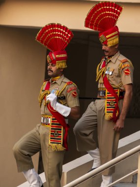 A view of India BSF personnel celebrating in the border of Attari-wagah border on the outskirts of Amritsar, Inda clipart