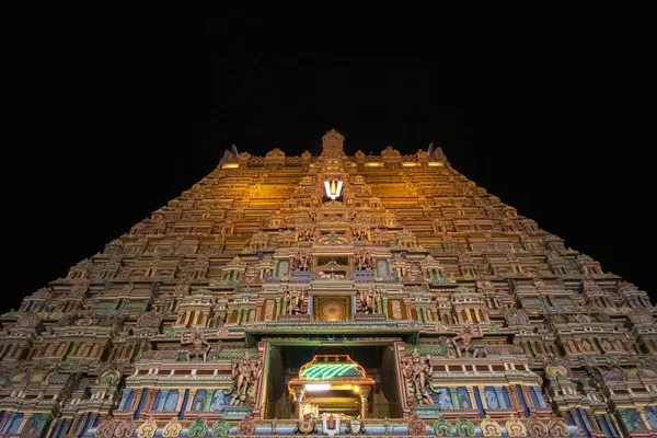 stock image A closeup of the gopuram of Sri Rangam temple complex in Tirchi Tamilnadu