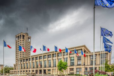 Hotel de Ville (City Hall), Le Havre, France. clipart