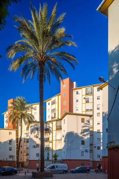 stock image Public housing from the 1950s stands in Trianas El Tardon, a testament to Sevilla urban history.