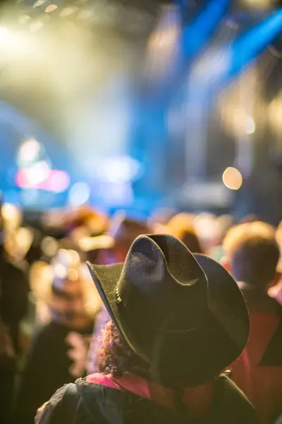 stock image Close up of a vibrant crowd enjoying Huercasa Country Festival 2017 in Riaza, Segovia, Spain. Captures energy and excitement.