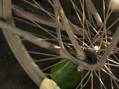 Eski bir bisikletin tekerleği eskimeye başladı..