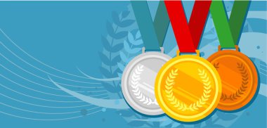 Bayrak arkaplanında altın madalya