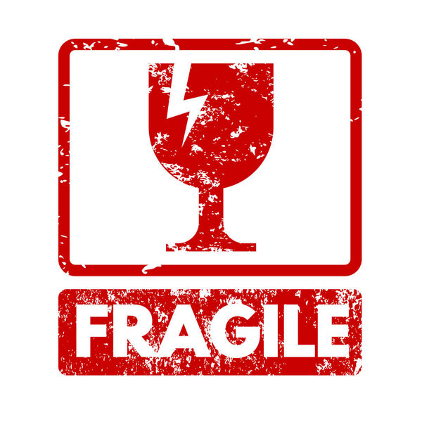 fragile red rubber stamp - vector illustration . Vector illustration