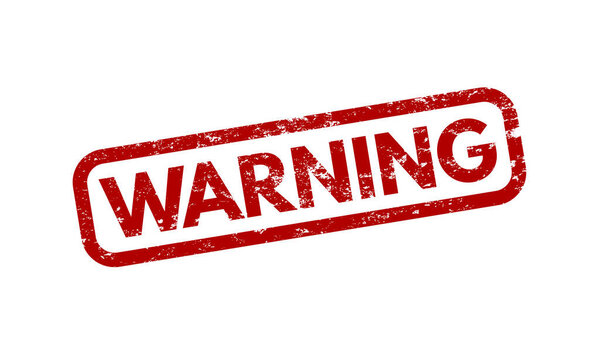 предупреждение - гранж красный резиновый штамп - векторная иллюстрация .